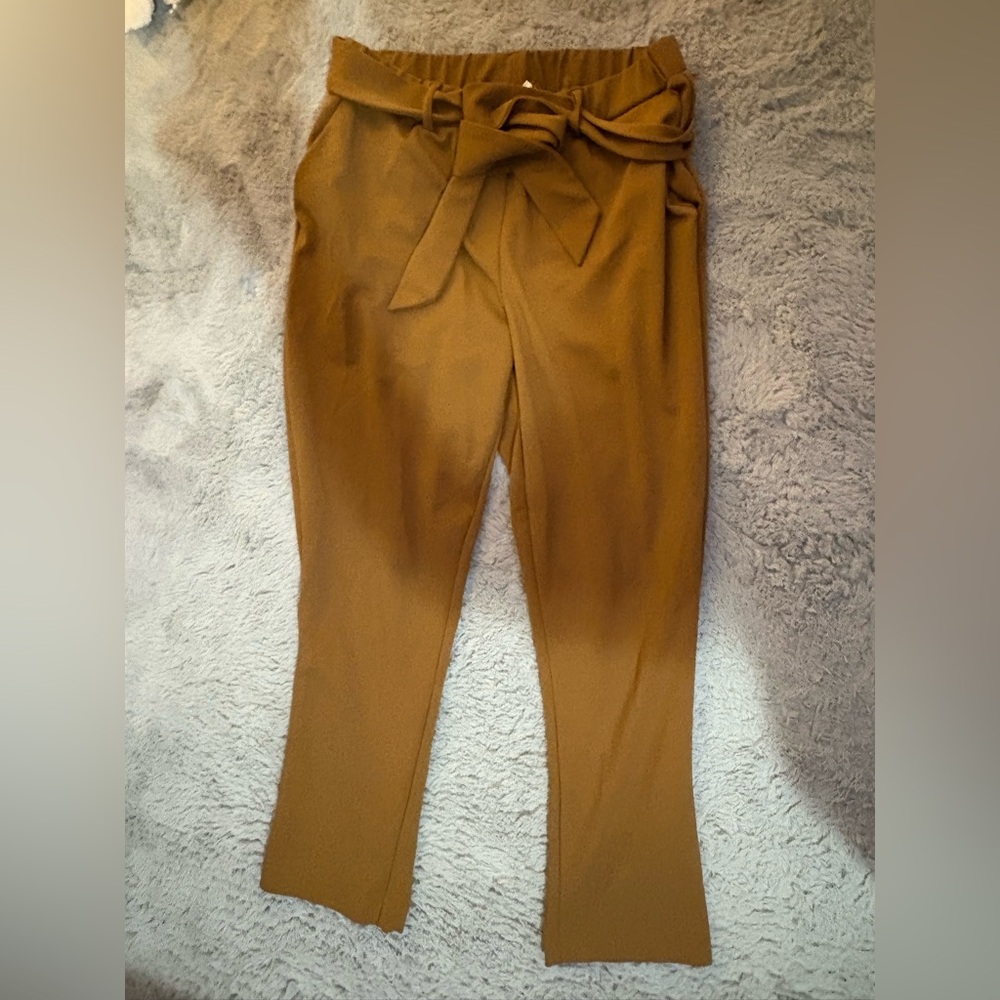 Jules & Leopold Camel Tie-Waist Pants